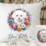 Personalised Bichon Frise Summer Floral Dog Wreath Cushion And Mug Gift Bundle, thumbnail 1 of 4