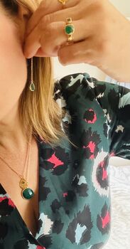 Jada Green Onyx Gemstone Drop Earrings, 2 of 4