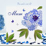 Mum Birthday Butterfly Blue Peony Butterflies Card, thumbnail 1 of 9