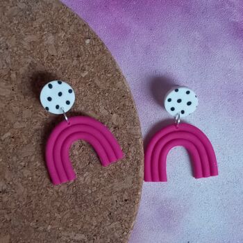 Block Colour Polymer Clay Rainbow Earrings, 2 of 5