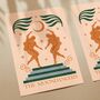 Moon Dancers, Bohemian Celestial Floral Art Print, thumbnail 2 of 3