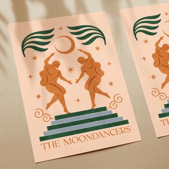 Moon Dancers, Bohemian Celestial Floral Art Print, 2 of 3