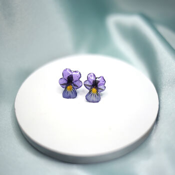 Wildflower Pansy Studs In Sterling Silver, 4 of 6