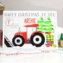 Personalised Red Tractor 3rd Christmas Card, thumbnail 4 of 7