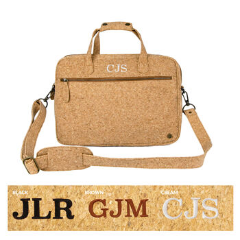 Personalised Cork Leather Compact Laptop Satchel, 4 of 9