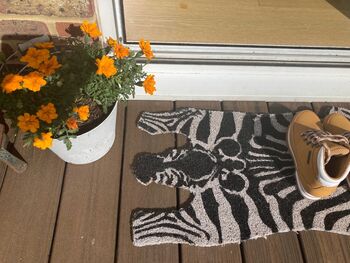 Zebra Shaped Coir Door Mat – 75x38cm Black And White, 5 of 6