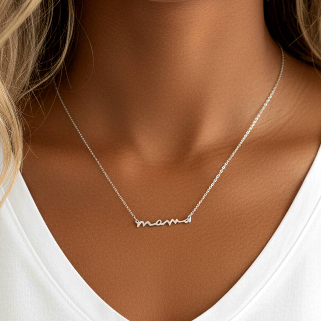 Women's Sterling Silver 'Mama' Necklace, New Mum Gift, 1 of 5