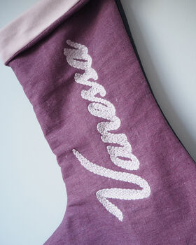 Personalised Cotton And Velvet Christmas Stocking, 3 of 6