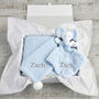 Personalised Blue Sherpa Blanket Elephant Comforter Set, thumbnail 7 of 9