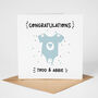 Pink Or Blue Personalised Congratulations New Baby Card, thumbnail 2 of 2