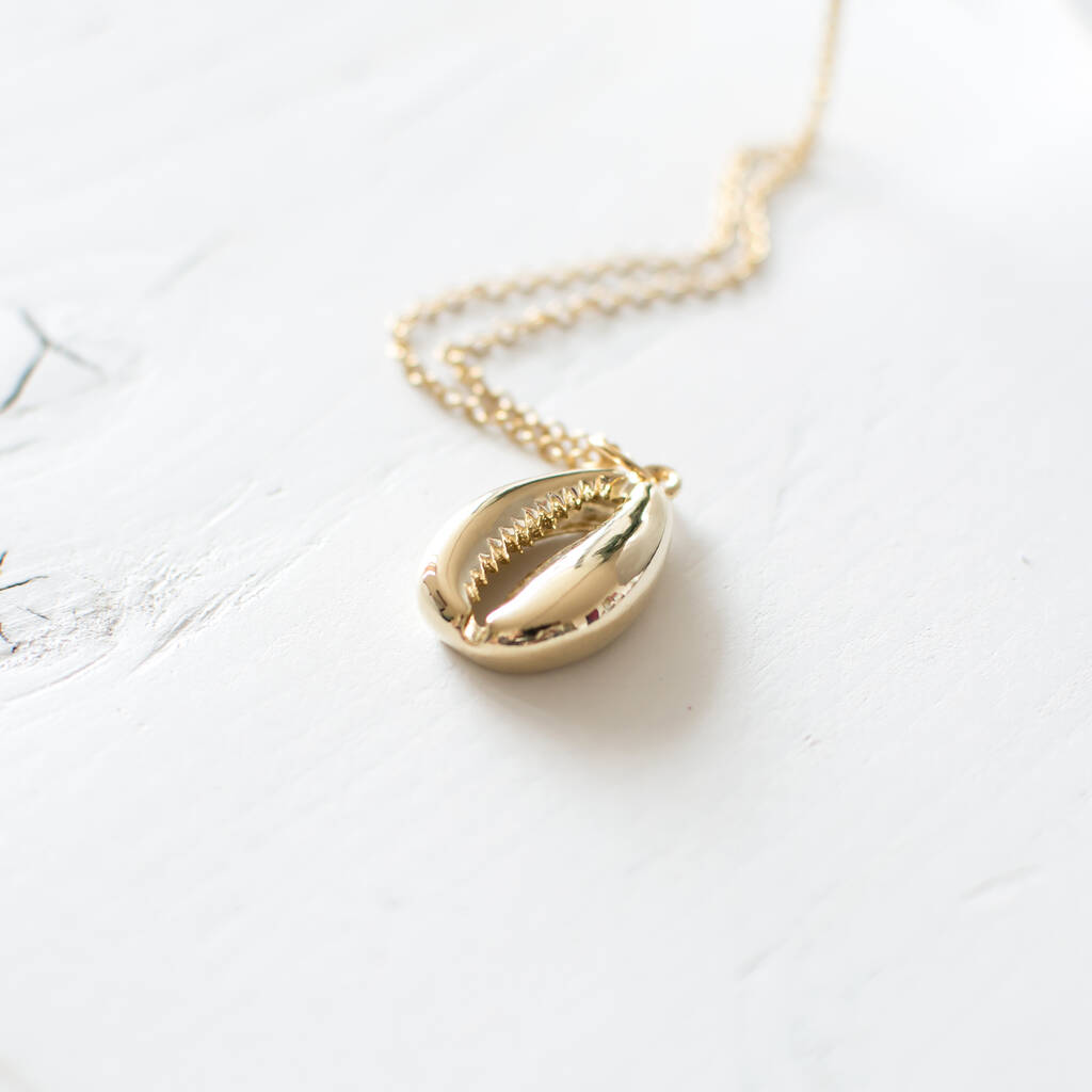 Gold Plated Cowrie Shell Necklace By 