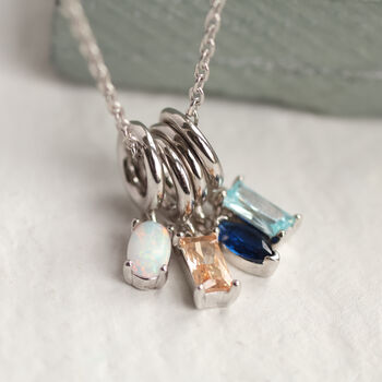 Sterling Silver Birthstone Charm Necklace, 8 of 10