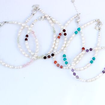 Adjustable Pearl Bracelet With Gemstone Beads, 11 of 12