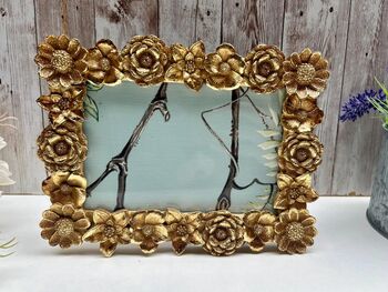 Gold Floral Photo Picture Frame 6x4' 10x15cm Portrait Landscape, 5 of 5
