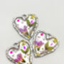 Silver Colour Heart Earrings With Pink Flowers, thumbnail 4 of 8