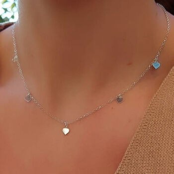 Sterling Silver Multi Love Heart Charms Necklace, 5 of 10
