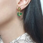 Statement Emerald May Birthstone Hammered Earrings, thumbnail 3 of 5