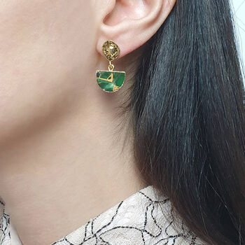 Statement Emerald May Birthstone Hammered Earrings, 3 of 5