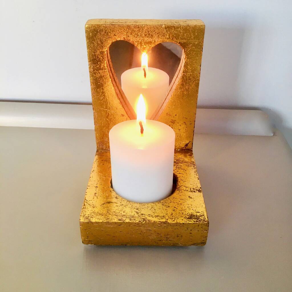 Golden Heart Mirrored Candle Holder, 1 of 5