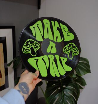 Take A Trip Upcycled 12' Lp Vinyl Record Decor, 7 of 8