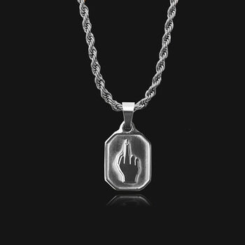 Silver Middle Finger Charm Pendant Necklace, 2 of 6