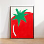 Large Tomato Hand Drawn Fruit Illustration And Playful Kitchen Wall Art, thumbnail 3 of 5