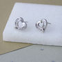 Sterling Silver Pave Heart Stud Earrings, thumbnail 2 of 5