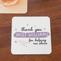 Thank You Teacher Coaster Gift Personalised, thumbnail 1 of 5