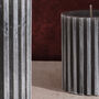 G Decor Scented Grooved Woody Dark Grey Pillar Candle, thumbnail 4 of 5