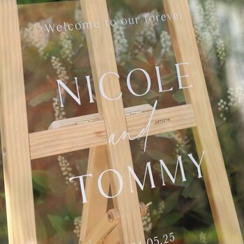 Personalised Clear White Writing Wedding Welcome Sign, 3 of 3