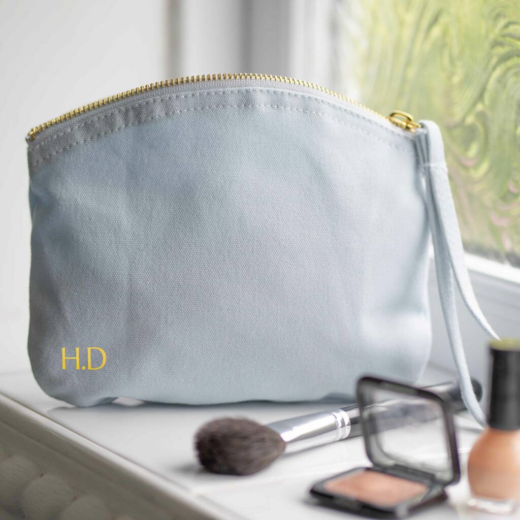 Personalised Initials Baby Blue Organic Wristlet, 1 of 4