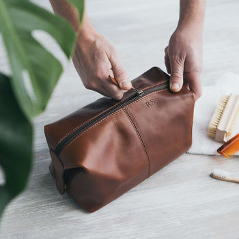 Personalised Initials Leather Wash Bag, 10 of 12