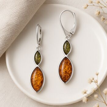 Sterling Silver Mixed Baltic Amber Drop Earrings, 2 of 3