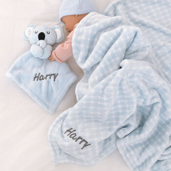 Personalised Blue Koala Comforter And Blanket Set, 5 of 9