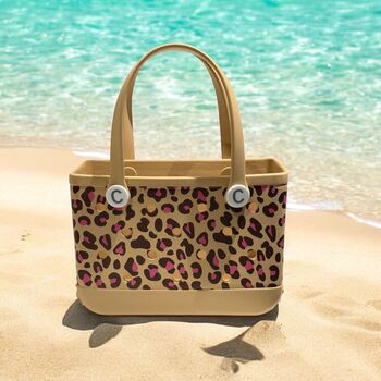 Leopard Print Tote Bags, Three Stunning Designs, Tan/ Pink, Black/ Grey, Cream/Tan, 7 of 8