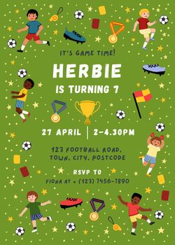 Digital Editable Football Kids Birthday Party Invitation Template, 8 of 9