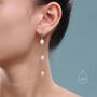 Sterling Silver Natural Oval Pearl Trio Long Dangle Huggie Hoop Earrings, thumbnail 6 of 11
