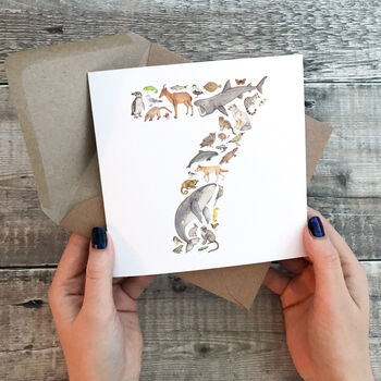 Age Number Birthday Card With Animals, 7 of 10