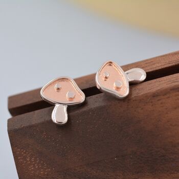 Dotted Mushroom Stud Earrings In Sterling Silver, 4 of 11