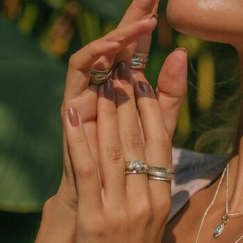 Nature Gratitude Sterling Silver Spinning Ring, 7 of 12