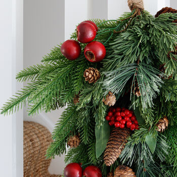 Large Red Berry And Pine Swag Wreath, 2 of 6