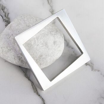 Geometric Square Chunky Sterling Silver Bangle, 2 of 5