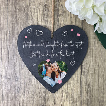 Personalised Mother And Daughter/Son Best Friends Photo Slate Heart, 2 of 7