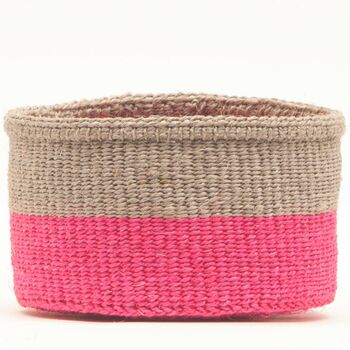 Grey And Fluoro Pink Colour Block Basket, 4 of 12