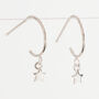 Sterling Silver Star Charm Hoop Earrings, thumbnail 2 of 3