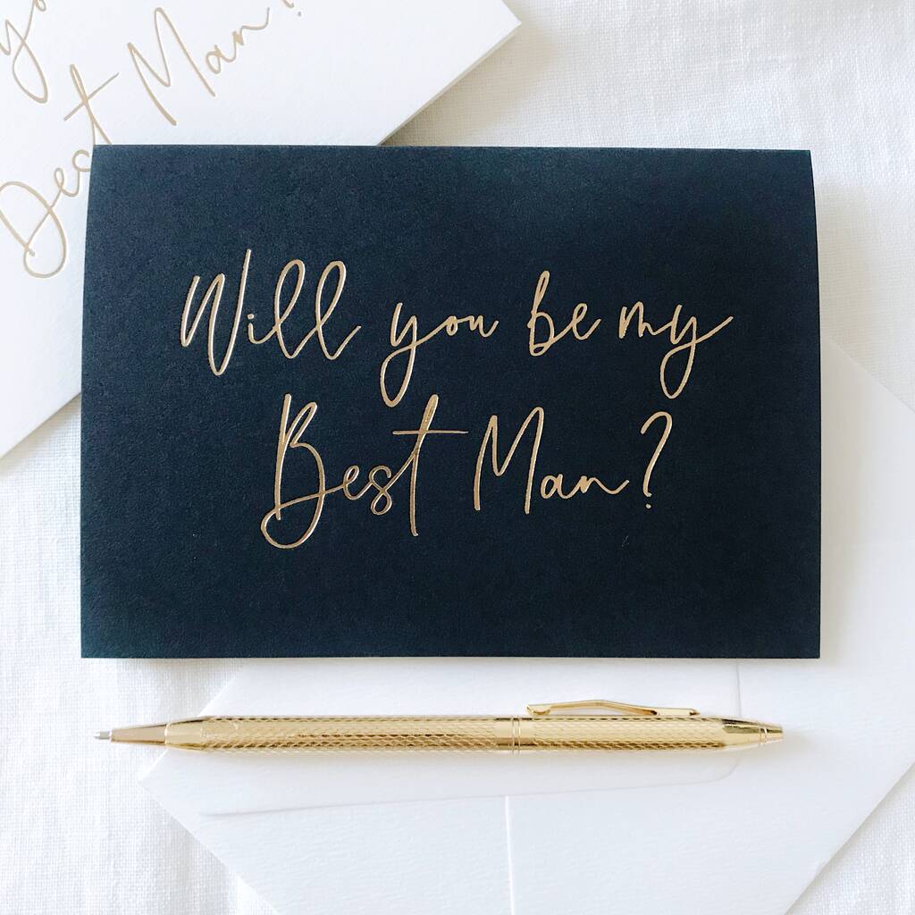 Will You Be My Best Man? Gold Foil Card, 1 of 4