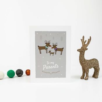 'To My Parents' Christmas Card For Parents, Reindeer, 8 of 10