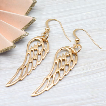 18ct Gold Plated Sterling Silver Angel Wing Earrings, 3 of 8