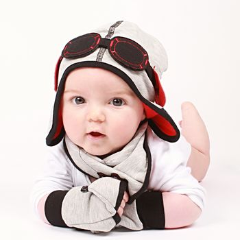 Baby Aviator Hat, Bib And Gloves Set, 2 of 3