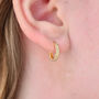Gold Double Bead Hinged Mini Huggie Hoop Earrings, thumbnail 1 of 7